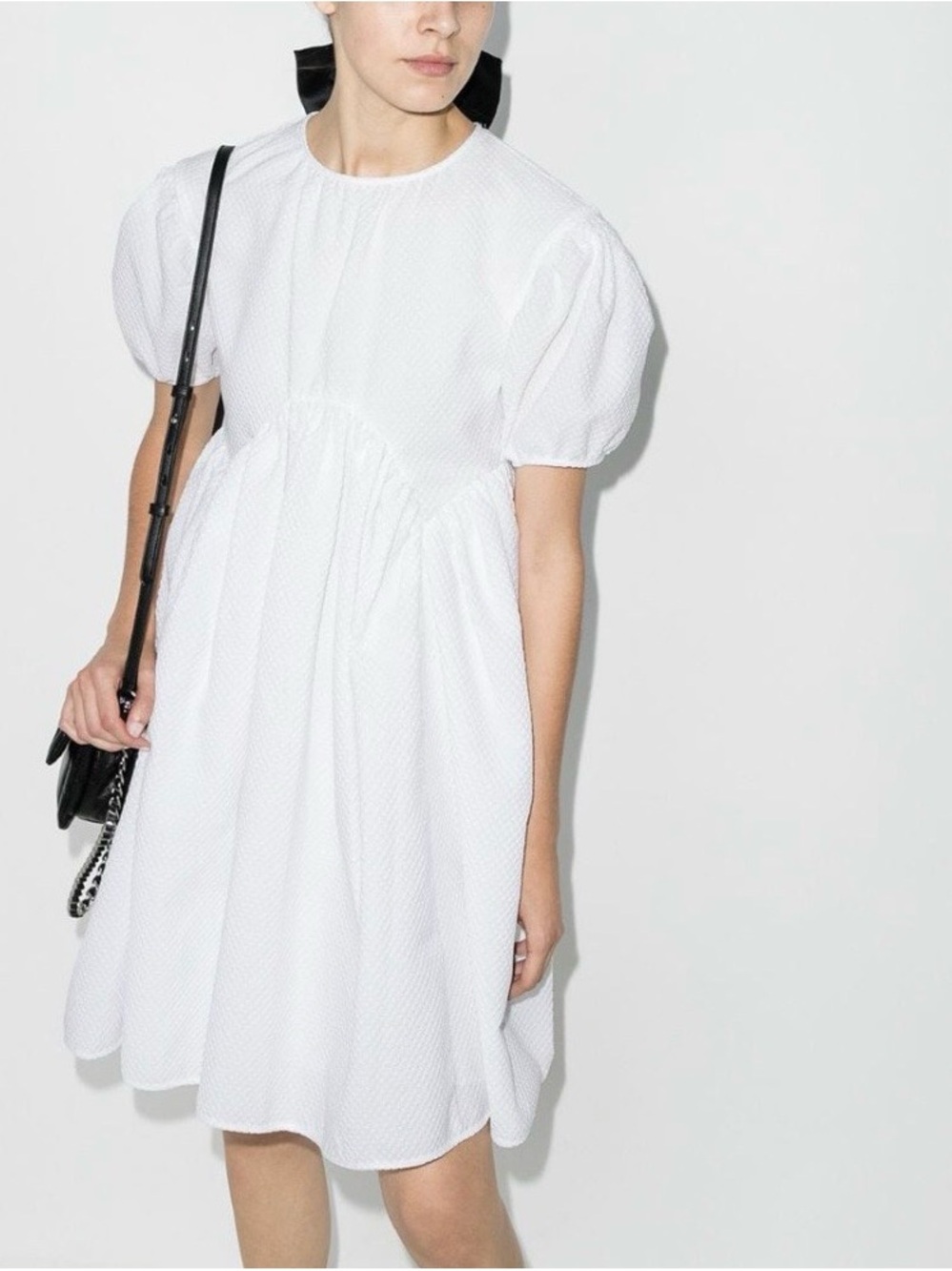 Cecilie Bahnsen White Puff-Sleeve Mini Dress
